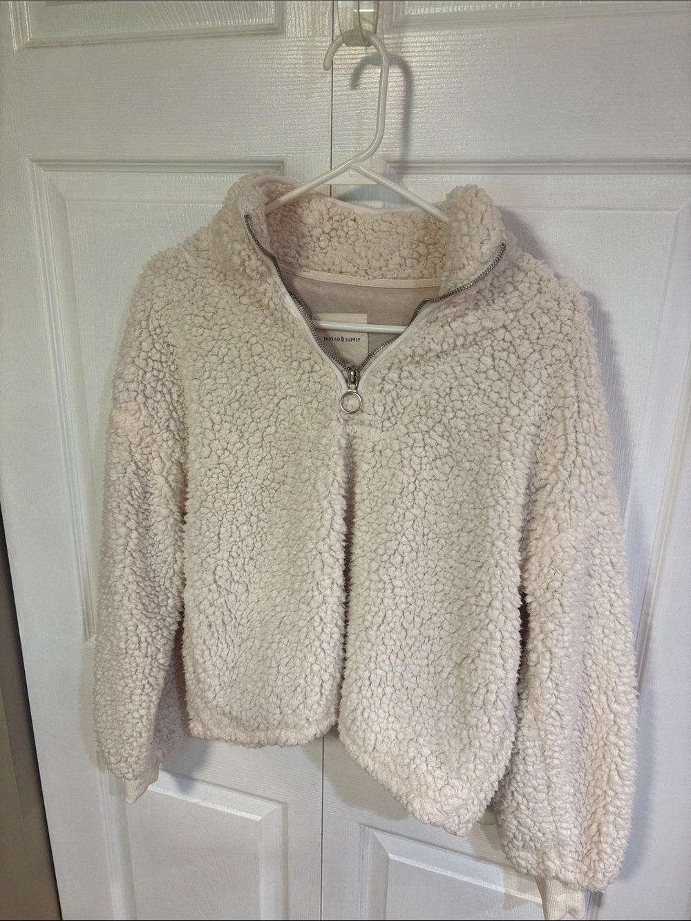 Thread & Supply Cream Sherpa Half-Zip Pullover